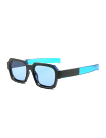 Fashion Black Frame Blue Film Pc Square Sunglasses