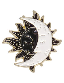Fashion Gold Metal Drip Sun Moon Brooch