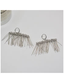 Fashion Silver Alloy Tassel Pine Needle Earrings