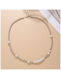 Fashion 1# Alloy Geometric Beaded Pearl Necklace