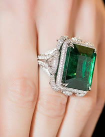 Fashion Green Copper Set Square Diamond Ring