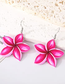 Fashion Rose Red Flowers (silver Hook) Acrylic Flower Earrings