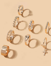 Fashion Gold Alloy Geometric Cross Ring Set