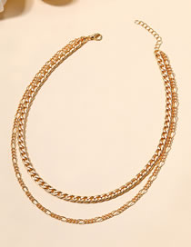 Fashion Gold Alloy Geometric Chain Double Layer Necklace