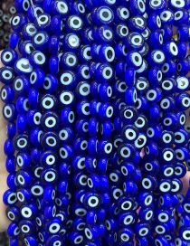 Fashion Flat Round Royal Blue (white Circle) 6mm Oblate Glass Eye Bead Accessories
