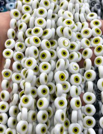 Fashion Flat Round Porcelain White (yellow Circle) 6mm Oblate Glass Eye Bead Accessories