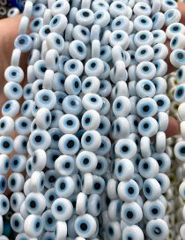 Fashion Flat Round Porcelain White (blue Circle) 6mm Oblate Glass Eye Bead Accessories