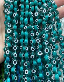 Fashion Flat Round Lake Green (white Circle) 6mm Oblate Glass Eye Bead Accessories