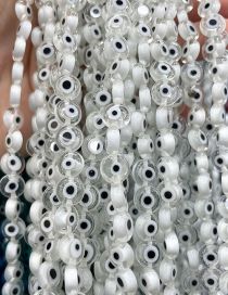 Fashion Flat Round Transparent White (white Circle) 6mm Oblate Glass Eye Bead Accessories