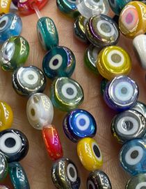 Fashion Electroplating Ab Mixed Color 6mm Oblate Glass Eye Bead Accessories