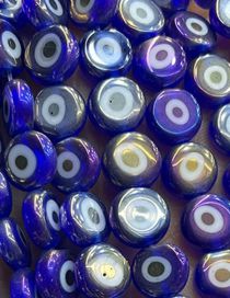 Fashion Electroplating Ab Royal Blue (white Circle) 6mm Oblate Glass Eye Bead Accessories