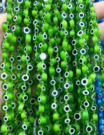 Fashion Flat Round Olive Green (white Circle) 8mm Oblate Glass Eye Bead Accessories
