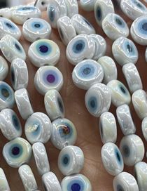 Fashion Electroplating Ab Porcelain White (blue Circle) 8mm Oblate Glass Eye Bead Accessories