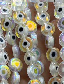 Fashion Electroplating Ab Transparent White (white Circle) 8mm Oblate Glass Eye Bead Accessories