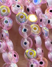 Fashion Electroplating Ab Translucent Pink (white Circle) 8mm Oblate Glass Eye Bead Accessories