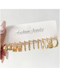Fashion Gold Alloy Geometric Chain Round Ring Set