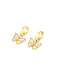 Fashion White Earrings Titanium Steel Square Diamond Butterfly Hoop Earrings