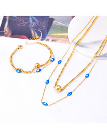 Fashion Necklace+bracelet Titanium Steel Oil Drip Eye Necklace Bracelet Set