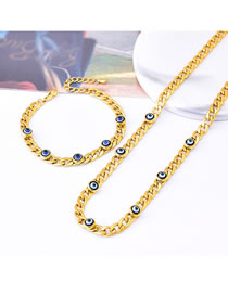 Fashion Necklace+bracelet Titanium Steel Round Eye Necklace Bracelet Set