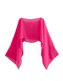 Fashion Rose Red Polyester Tulle Cape Jacket