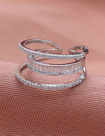 Fashion Silver Alloy Inlaid Zirconium Layer Ring