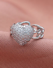 Fashion Silver Alloy Inlaid Zirconium Heart Ring