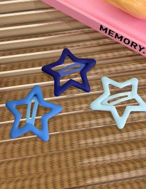 Fashion Blue Blue Three Piece Suit Alloy Hollow Five-pointed Star Hair Clip