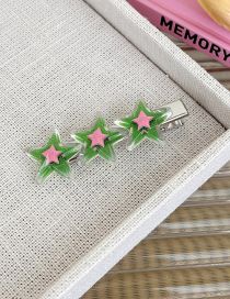 Fashion F Grass Green Five-pointed Star Plastic Five-pointed Star Hair Clip