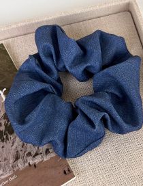 Fashion Dark Blue Fabric Pleated Scrunchie