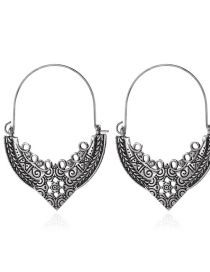 Fashion Silver Alloy Carved Heart Hollow Earrings