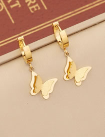 Fashion 3# Earrings Titanium Steel Butterfly Hoop Earrings