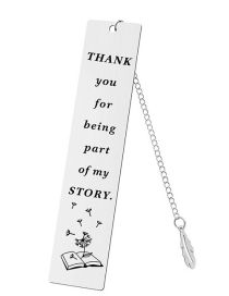 Fashion 12 Double-sided Brushed Silver Metal Lettering Rectangular Bookmark