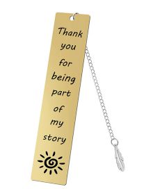 Fashion 19 Bright Gold On One Side Metal Lettering Rectangular Bookmark