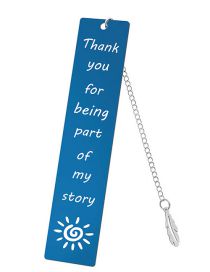 Fashion 19 Single-sided Bright Blue Metal Lettering Rectangular Bookmark