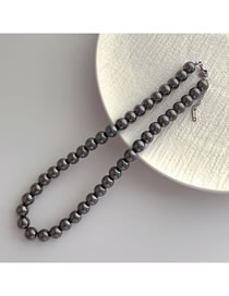 Fashion Gun Black 10mm Black Gallstone Necklace Black Gall Ball Bead Necklace