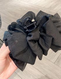 Fashion Black Bright Silk Bow Grab Clip