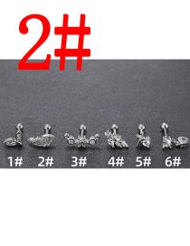 Fashion 2# Silver Stainless Steel Diamond Piercing Stud Earrings