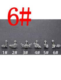 Fashion 6# Silver Stainless Steel Diamond Piercing Stud Earrings