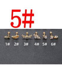 Fashion 5# Gold Stainless Steel Diamond Piercing Stud Earrings