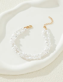 Fashion White Pearl And Beaded Braided Anklet