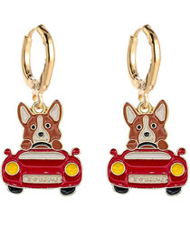 Fashion 7# Alloy Oil Drip Puppy Earrings Earrings