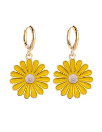 Fashion 2# Alloy Drip Oil Sunflower Earrings Earrings