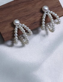 Fashion White Geometric Pearl Beaded Earrings