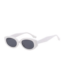 Fashion Solid White Gray Flakes Small Oval Frame Sunglasses