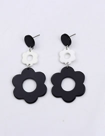 Fashion Black And White Acrylic Contrast Flower Earrings