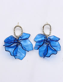 Fashion Navy Blue Acrylic Diamond Petal Earrings