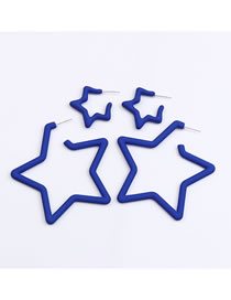 Fashion Navy Blue Acrylic Pentagram Earring Set