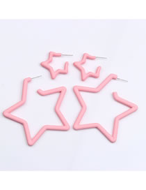 Fashion Pink Acrylic Pentagram Earring Set