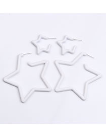 Fashion White Acrylic Pentagram Earring Set