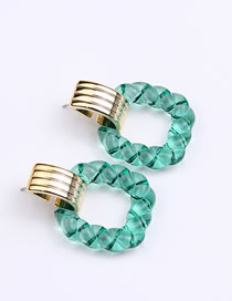 Fashion Green Acrylic Twist Square Stud Earrings
